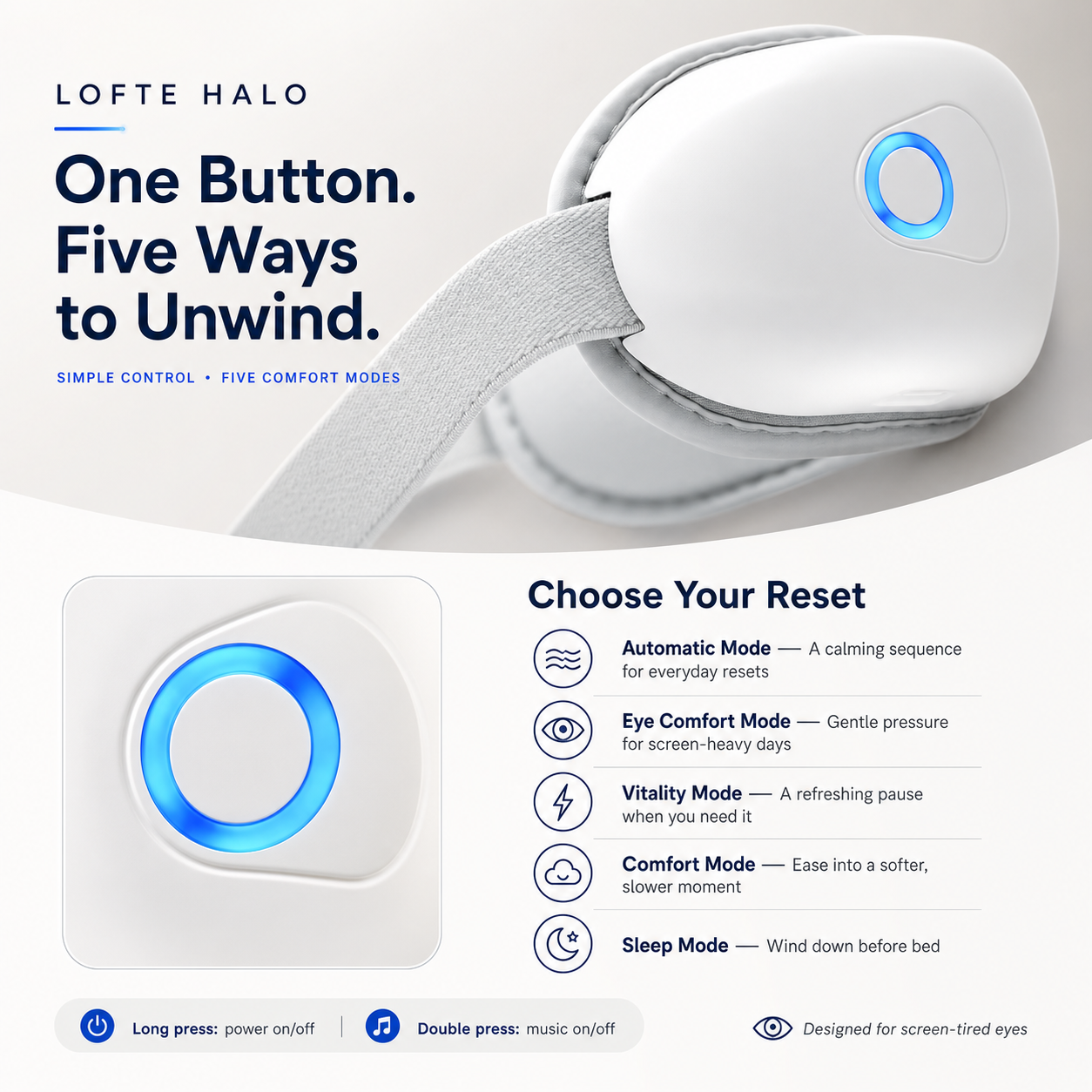 LOFTE Halo five massage modes