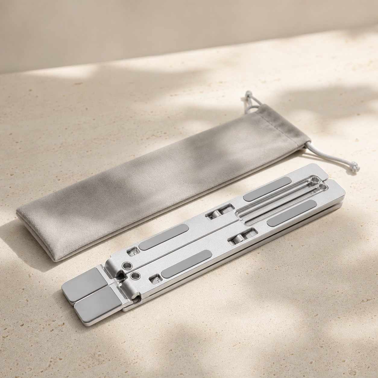 LOFTE Rise foldable laptop stand with travel pouch